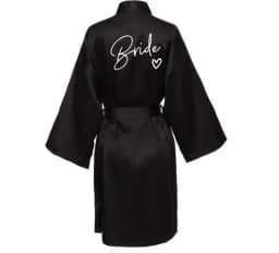 Wedding Party Team Bride Robe With Black Letters Kimono Satin Pajamas Bridesmaid Bathrobe SP004