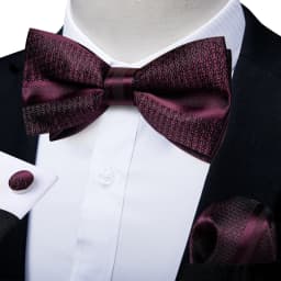 Classic Black Men Bow Ties Bowties Butterfly Pocket Square Cufflinks Set Suit Paisley Gold Pre-Tied Bow Tie