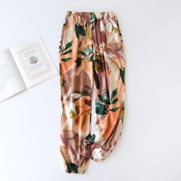 Spring And Summer New Women's Trousers 100% Viscose Large Flowers Comfortable Pajama Pants Loose Closing Home Pants Plus Size