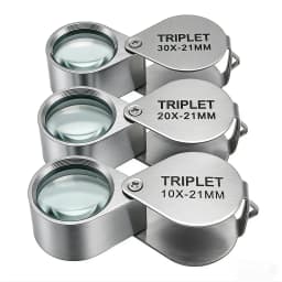10-30X Gold/Silver Boxed Portable Blinds Folding Three Piece Jewelry/Labels/Reading Eye Tools Reading Magnifying Glass