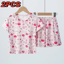 Summer CHILDREN'S Clothing Short Sleeve Shorts 2-piece Suit for Boys and Girls Comfortable Wild Blue Elephant Suit.