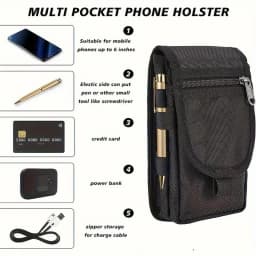 6.3 Inch Multi-Functional Mobile Phone Bag Oxford Fabric Pocket Cell Phone Belt Pouch Case Men's Outdoor Bag for Iphone 16 15