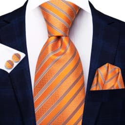 Hi-Tie Mens Necktie Luxury Orange Blue Novelty Wedding Tie For Men Hanky Cufflink Gift Tie Set Business Party Dropshipping
