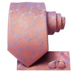 Hi-Tie Mens Necktie Luxury Orange Blue Novelty Wedding Tie For Men Hanky Cufflink Gift Tie Set Business Party Dropshipping