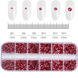 2400pcs+ Shiny Clear Crystal Gems Nail Rhinestones 1.5-4mm Mixed Round Glass Stone Flatback Nail Charms 12grids Nail Diamond DIY