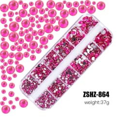 2400pcs+ Shiny Clear Crystal Gems Nail Rhinestones 1.5-4mm Mixed Round Glass Stone Flatback Nail Charms 12grids Nail Diamond DIY