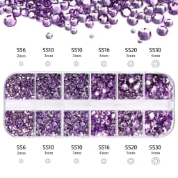 2400pcs+ Shiny Clear Crystal Gems Nail Rhinestones 1.5-4mm Mixed Round Glass Stone Flatback Nail Charms 12grids Nail Diamond DIY