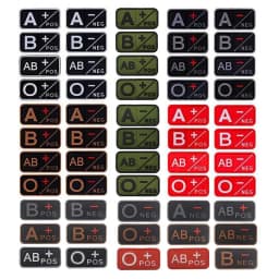 Small Patch with Hook,PVC Blood Type A B AB O POS NEG Emblemen,Patches Military Tactical Badges on Backpack,Outdoor Equipment