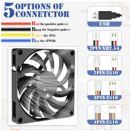 YOUNUON 80MM Fan 5V USB Fan 80x80x10mm 8cm DC 5V 12V 24V 8010 Fan Brushless Cooling Cooler PC Fan Computer Case Fan Cooler