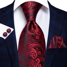 Hi-Tie White Red Striped Paisley Solid Wedding Tie For Men Design Mens Necktie Hanky Cufflink Business Party Dropshipping