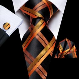 Hi-Tie Orange Solid Paisley Men's Tie Set Silk Wedding Tie For Men New Fashion Designer Quality Hanky Cufflinks Set Dropshipping