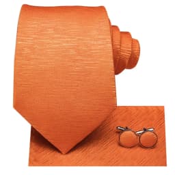 Hi-Tie Orange Solid Paisley Men's Tie Set Silk Wedding Tie For Men New Fashion Designer Quality Hanky Cufflinks Set Dropshipping