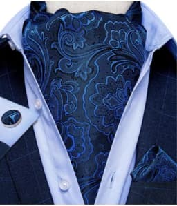 Jacquard Men Plaid Ascots Fashion Paisley Ties Wedding Formal Cravat Ascot British Gentleman Soft Polyester Luxury Gray Neck Tie