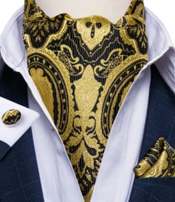 Jacquard Men Plaid Ascots Fashion Paisley Ties Wedding Formal Cravat Ascot British Gentleman Soft Polyester Luxury Gray Neck Tie