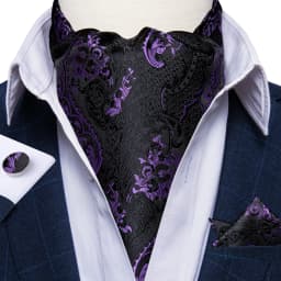 Jacquard Men Plaid Ascots Fashion Paisley Ties Wedding Formal Cravat Ascot British Gentleman Soft Polyester Luxury Gray Neck Tie
