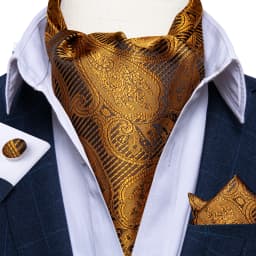 Jacquard Men Plaid Ascots Fashion Paisley Ties Wedding Formal Cravat Ascot British Gentleman Soft Polyester Luxury Gray Neck Tie