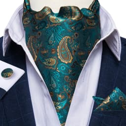 Jacquard Men Plaid Ascots Fashion Paisley Ties Wedding Formal Cravat Ascot British Gentleman Soft Polyester Luxury Gray Neck Tie