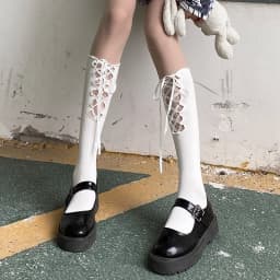 Black Socks Women's Middle Tube Socks Jk Stockings Calf Straps Hollow Summer Crew Socks Sexy Long Tube Calf Japanese Ultra-thin