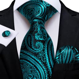 Fashion Paisley Men's Ties Gold Teal Green Black Tie For Men 8cm Business Wedding Accessories Cravat Gift For Men DiBanGu