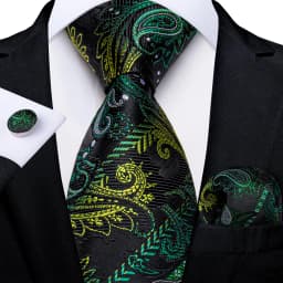 Fashion Paisley Men's Ties Gold Teal Green Black Tie For Men 8cm Business Wedding Accessories Cravat Gift For Men DiBanGu