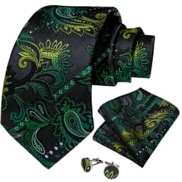 Fashion 8cm Tie Light Green Necktie Men Business Wedding Party Formal Neck Tie Accessories Handkerchief Cufflinks DiBanGu