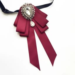Vintage Crystal Fabric Bow Tie Brooch Korean Fashion Bowties Neckties for Women White Shirt Collar Luxury Jewelry Accessories