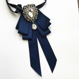 Vintage Crystal Fabric Bow Tie Brooch Korean Fashion Bowties Neckties for Women White Shirt Collar Luxury Jewelry Accessories