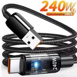 240W Cable QC 3.0 USB to Type C Super Fast Charging Cable For Samsung Xiaomi Huawei LED Digital Display Phone Charger Data Cord