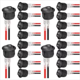 12V Round Rocker Switch AC 6A/250V 10A/125V SPST 2 Pin 2 Position On/Off Toggle Switch for Car Boat Automotive RV Black