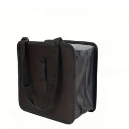 1pc Durable polyester fiber car trash can - Multi-functional folding hanging storage bag, zipper compartment, practical design