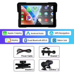 Jansite 5/7 inch Carplay Motorcycle DVR Navigation GPS Wireless CarPlay Android Auto IPX7 Display Screen Portable Moto Monitor