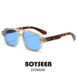 BOYSEEN Men's Square Tortoiseshell Sunglasses Preppy Style Black Frame Eyewear Can Make Prescription