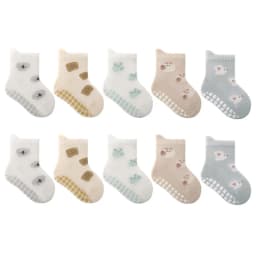 5 Pairs Childrens Non-Slip Socks Cute Cartoon Pattern Kids Boys Girls Floor Socks Comfortable Breathable for Toddler