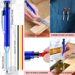 Solid Carpenter Pencil Set Woodworking Tools Mechanical Pencil 5 Colors Refill Construction Job Tools Carpentry Marking Scriber