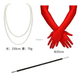 Drop Shipping 1920s Vintage Party Suit Bachelor Party Necklace Gloves Smoke Pole 3-piece Set Women's Party Suit Cruella Disfraz