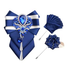 Luxury Rhinestone Bow Tie Brooch Pocket Towel Set Men's High-end Jewelry Gift Fashion New British Korean Men Wedding Accessories