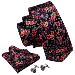 Red Print Men Tie Set Silk Jacquard Floral Wedding Business Necktie Handkerchief Cufflinks 30 Colours Luxury Gift Barry.Wang