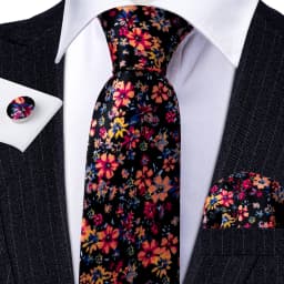 Red Print Men Tie Set Silk Jacquard Floral Wedding Business Necktie Handkerchief Cufflinks 30 Colours Luxury Gift Barry.Wang