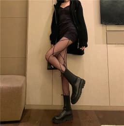 Japanese Style Women's Tights Summer Nylon Print Stocking Sexy Lingerie Gothic Hosiery Seamless Fishnet Mesh Pantyhose High Sock
