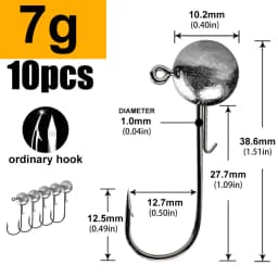 1g 2g 3g 4g -20g All Size Fishing Jig Head Hook for Worm Soft Lure Bait, Round Head Crank Jigging Fishing Hooks