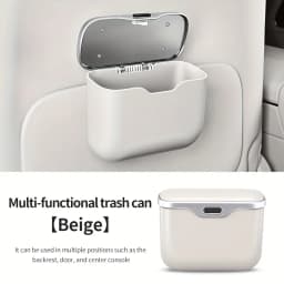 Multifunctional Car Trash Can with Lid Button, Hanging Storage Bin for Wet and Dry Use, Auto Interior Accessories, Organizer Box
