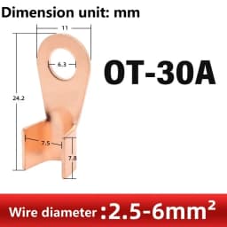 10/50PCS Copper OT Terminal Non-Insulated Wire Connector Bare Electrical Cable Terminals Lug Battery Ring Crimp Terminal 10-100A