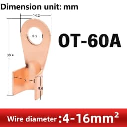 10/50PCS Copper OT Terminal Non-Insulated Wire Connector Bare Electrical Cable Terminals Lug Battery Ring Crimp Terminal 10-100A