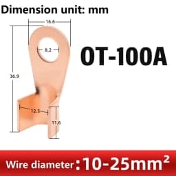 10/50PCS Copper OT Terminal Non-Insulated Wire Connector Bare Electrical Cable Terminals Lug Battery Ring Crimp Terminal 10-100A