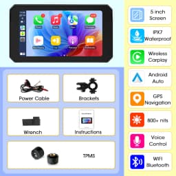 Jansite Dual Bluetooth Motorcycle Carplay Screen Navigation GPS Display IP67 Waterproof Support Helmet Intercom Moto Accessories