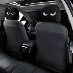 2PCS Funny Slanted Eyes Cartoon Print Car Headrest Cover for Halloween Christmas Holiday Automobile Interior Decoration