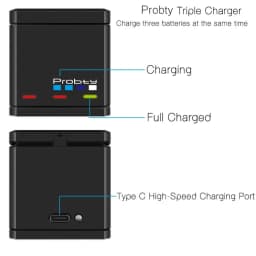 Original Probty for GoPro Hero 7 Hero 6 Hero 5 Black Battery or Triple Charger for Go Pro Hero7 6 Hero5 Black Camera Battery