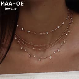 New Gold-plate Crystal Stars Pendant Necklaces For Women Necklace 2020 Multilevel Female Boho Vintage Jewelry Wedding Gift