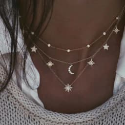 New Gold-plate Crystal Stars Pendant Necklaces For Women Necklace 2020 Multilevel Female Boho Vintage Jewelry Wedding Gift