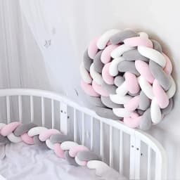 1-4M Baby Bed Bumper Handmade Knotted Braid Weaving Plush Crib Protector Infant Knot Pillow Baby Room Decor